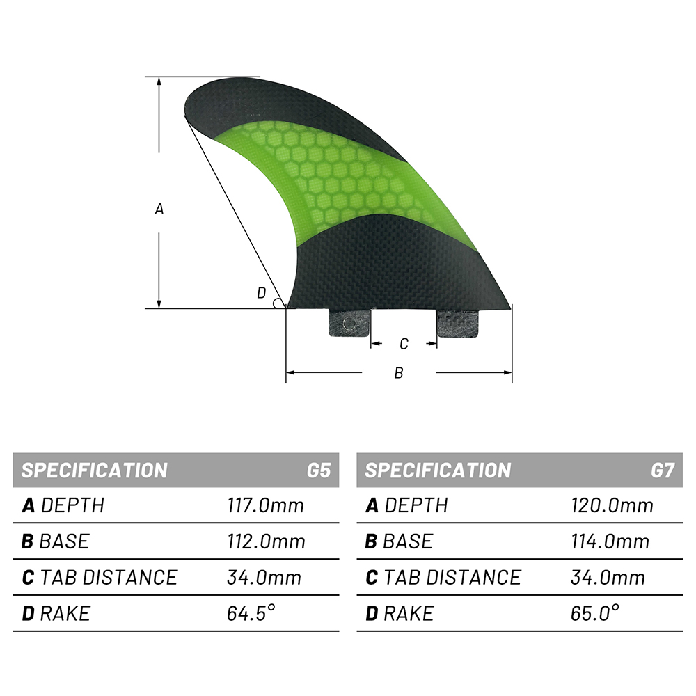 Swim Fins - UPSURF FCS G5/G7 Quillas Double onglets/longues