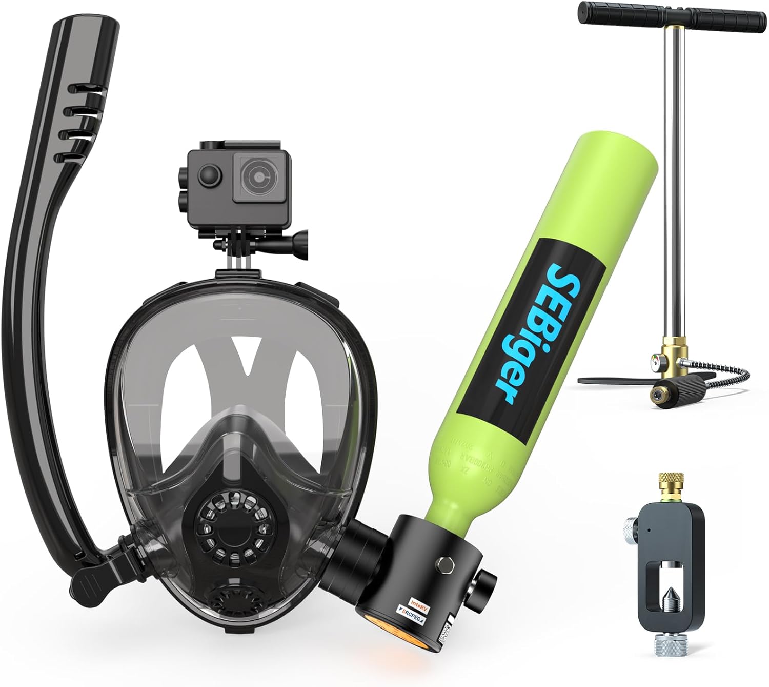Snorkel Set - Mini-bouteille de plongée 0,5L avec masque
