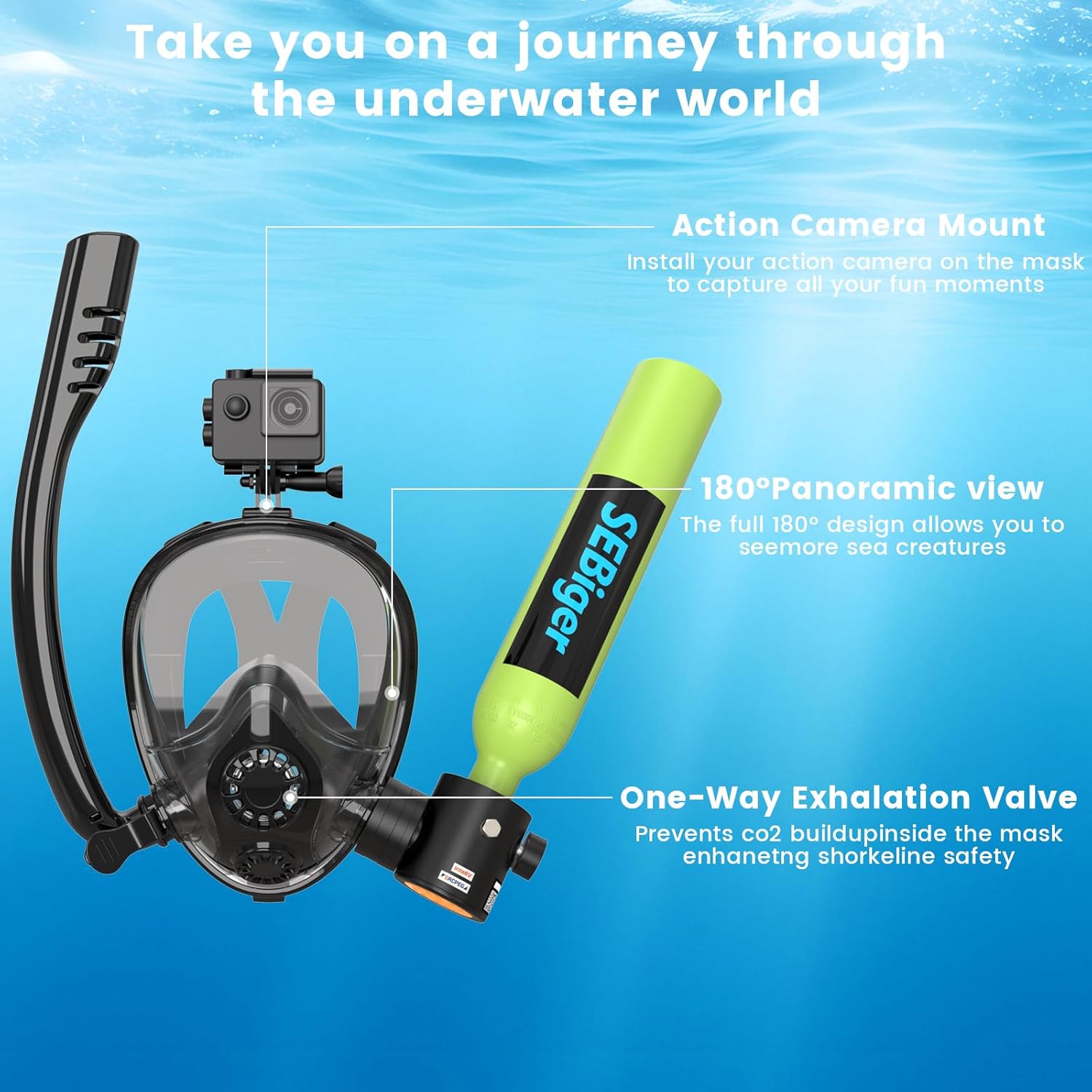 Mini-bouteille de plongée 0,5L - Snorkel Set avis et prix